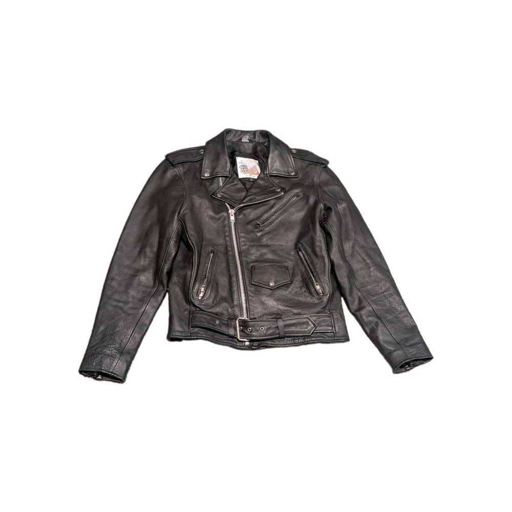 Vintage Excelled Leather Motorcycle Jacket Black Biker Perfecto Men's 36 Regular